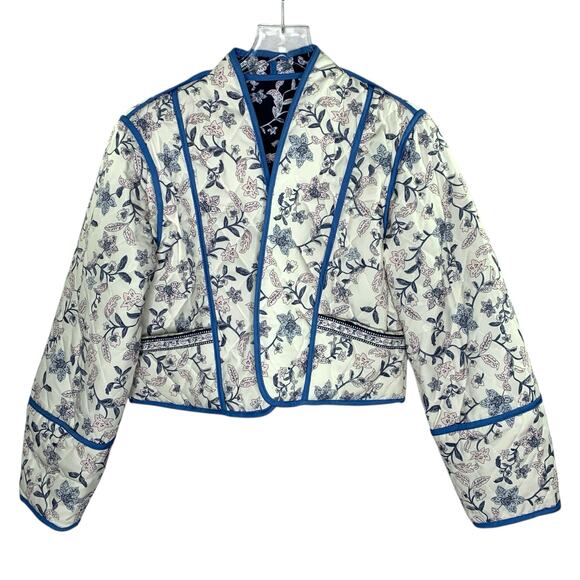 Alter Ego Fashions S Perri Quilted Reversible Jacket Blue Floral Hipster Cottage - Picture 3 of 10